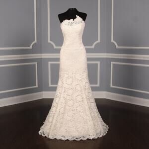 Romona Keveza Legends L7131 Lace Strapless Fit Flare Trumpet Wedding Dress 12